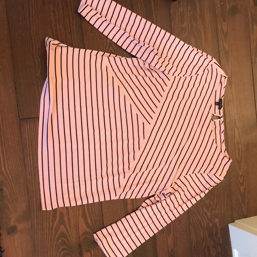 Talbots pink and Navy boat neck Tee XL